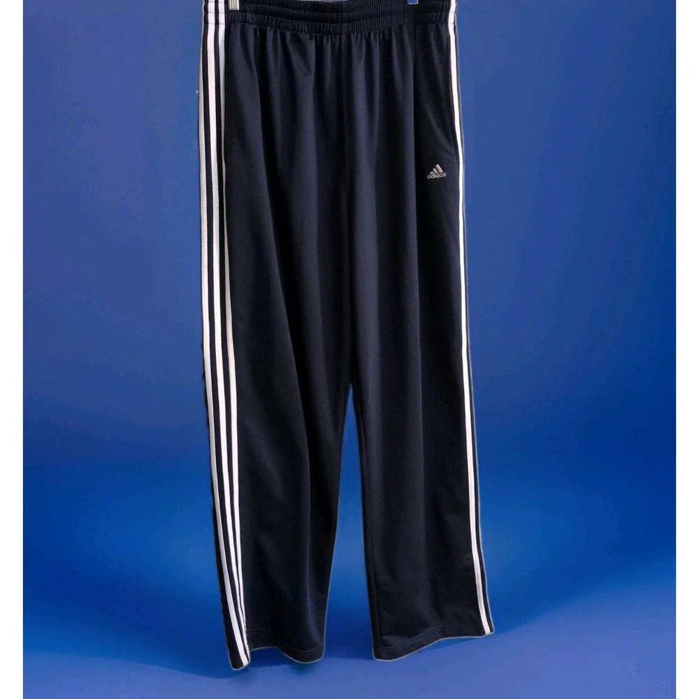 Adidas Originals Track Pants Mens 2XL Tall Blue Elastic Waist 3 Stripe Pockets